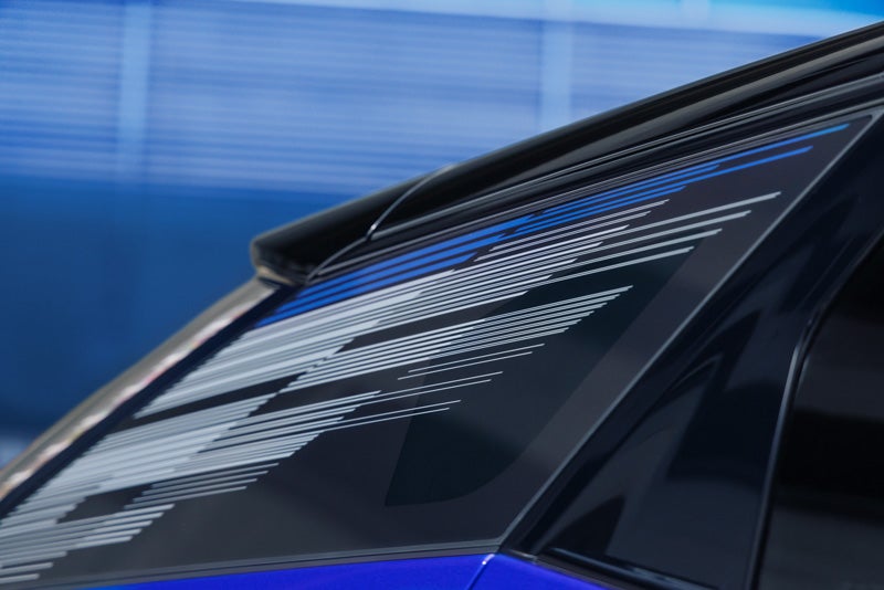 Close-up of the Modern Pattern on the 2026 OPTIQ-V Rear Quarter Glass | North Bay Cadillac in GREAT NECK NY